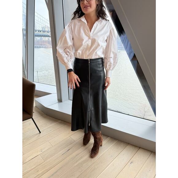 KATE SPADE NEW YORK Off White Poplin Floral Cutout Button Up Shirt Size 12 - Picture 13 of 16